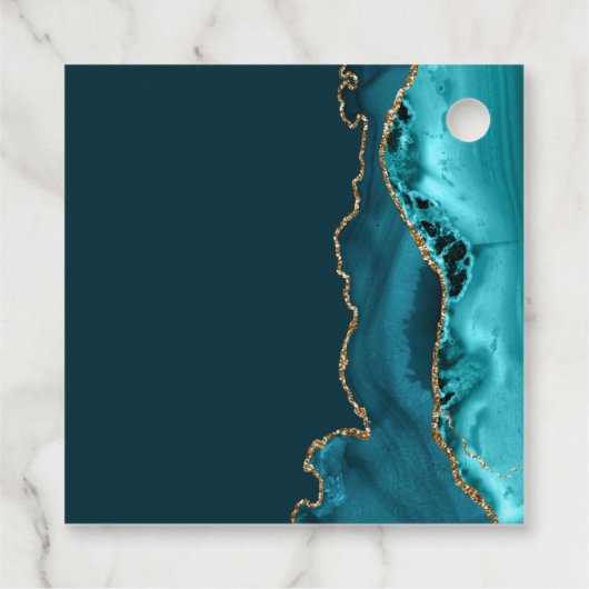 Chic Aquamarin Gold Agate Bat Mitzvah Party Geschenkanhänger (Rückseite)