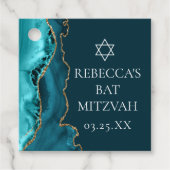 Chic Aquamarin Gold Agate Bat Mitzvah Party Geschenkanhänger (Vorderseite)
