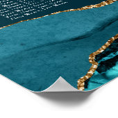 Chic Aquamarin Gold Agate Party Sitzkarte Poster (Ecke)