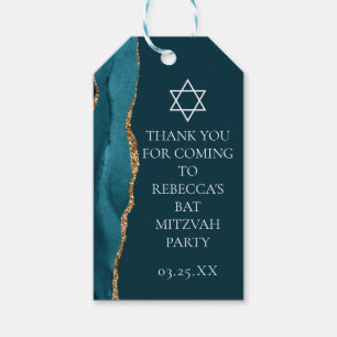 Chic Aquamarin Gold Bat Mitzvah Personalisiertes P Geschenkanhänger
