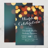 Chic Aquamarin Gold Bokeh Glitzer String Lights We Einladung (Vorne/Hinten)