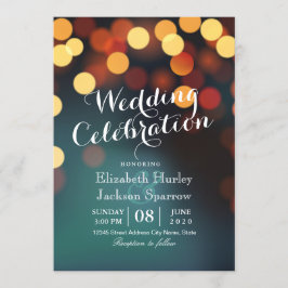 Chic Aquamarin Gold Bokeh Glitzer String Lights We Einladung