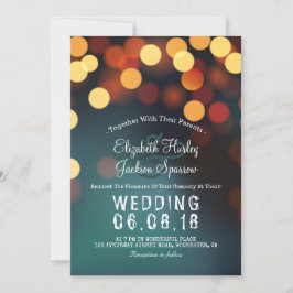 Chic Aquamarin Gold Bokeh Glitzer String Lights We Einladung