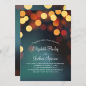 Chic Aquamarin Gold Bokeh Glitzer String Lights We Einladung (Vorne/Hinten)