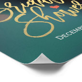 Chic Aquamarin Gold Bokeh Lights Brautparty Willko Poster (Ecke)