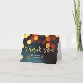 Chic Aquamarin Gold Bokeh Lights Hochzeit Vielen D Dankeskarte