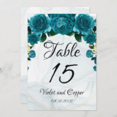 Chic Aquamarin Gold Ethereal Hochzeiten Tischnumme Einladung (Vorne/Hinten)