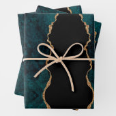 Chic Aquamarin Gold Glitzer Agate Abstrakt Wrappin Geschenkpapier Set (Beispiel)