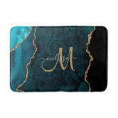 Chic Aquamarin Gold Glitzer Agate Custom Monogram Badematte (Vorderseite)