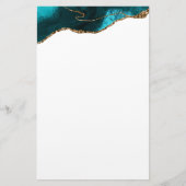 Chic Aquamarin Gold Glitzer Agate Modern Briefpapier (Vorderseite)