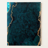 Chic Aquamarin Gold Glitzer Agate Monogram 2024 Planer (Rückseite)