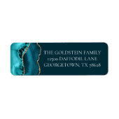 Chic Aquamarin Gold Glitzer Agate Rücksendeadresse (Vorne)