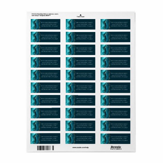 Chic Aquamarin Gold Glitzer Agate Rücksendeadresse (Vorne)