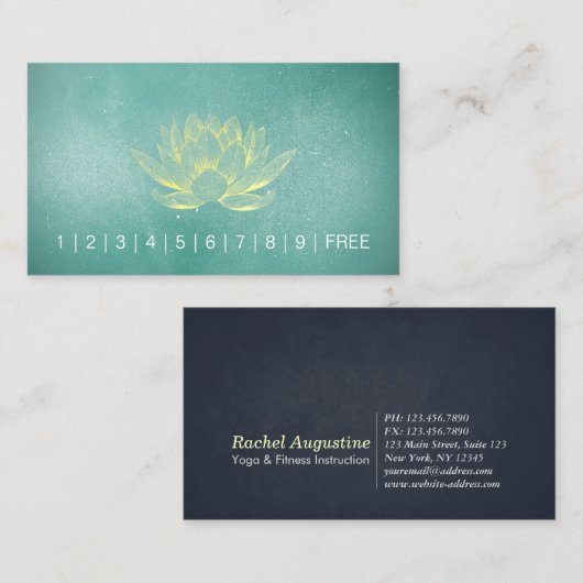 Chic Aquamarin Gold Lotus YOGA Instructor Loyalty Treuekarte (Vorne/Hinten)