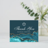Chic Aquamarin Gold Personalisiert Bat Mitzvah Vie Postkarte (Stehend Vorderseite)