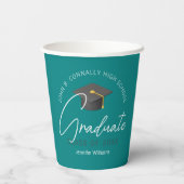 Chic Aquamarin Graduate Custom Graduate Party Pappbecher (Rückseite)