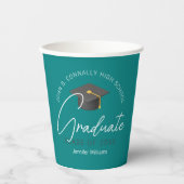 Chic Aquamarin Graduate Custom Graduate Party Pappbecher (Vorderseite)