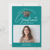 Chic Aquamarin Graduate Foto 2025 Abschluss Ankündigung (Vorderseite)