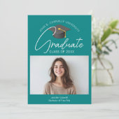 Chic Aquamarin Graduate Foto 2025 Abschluss Ankündigung (Stehend Vorderseite)