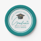 Chic Aquamarin Graduate Party Pappteller (Vorderseite)