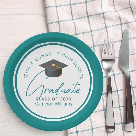 Chic Aquamarin Graduate Party Pappteller