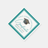 Chic Aquamarin Graduate Party Personalisiert Gradu Serviette (Ecke)