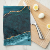 Chic Aquamarin Green Gold Glitzer Geode Marble Mon Geschirrtuch (Viertel Falte)