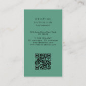 Chic Aquamarin Green Ombre Classic Monogram QR Cod Visitenkarte (Rückseite)