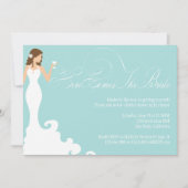 Chic Aquamarin Hier kommt die Brautdusche Einladun Einladung (Vorderseite)