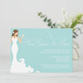 Chic Aquamarin Hier kommt die Brautdusche Einladun Einladung (Stehend Vorderseite)