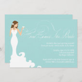 Chic Aquamarin Hier kommt die Brautdusche Einladun Einladung (Vorne/Hinten)
