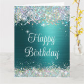 Chic Aquamarin Holographic Imitate Glitzer Happy B Karte (Gelbe Blume)