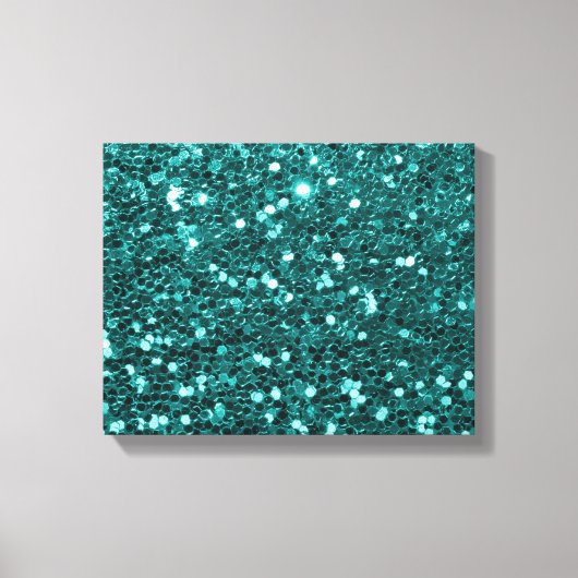Chic Aquamarin Imitats Glitzer Leinwanddruck (Vorderseite)