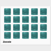 Chic Aquamarin Imitats Glitzer Quadratischer Aufkleber (Blatt)