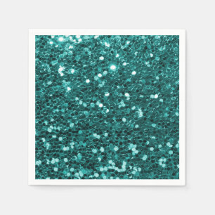 Chic Aquamarin Imitats Glitzer Serviette