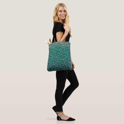 Chic Aquamarin Leopard Print Tasche (Am Model)