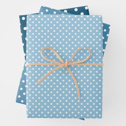 Chic Aquamarin Light Blue White Polka Dots Muster Geschenkpapier Set (Beispiel)