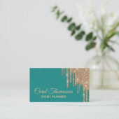 Chic aquamarin mit Bratenfett-Goldgeschäfts-Karte Visitenkarte (Stehend Vorderseite)