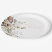 Chic Aquamarin Petals und Prosecco Blumenkohl Brau Pappteller (Schrägansicht)