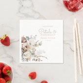 Chic Aquamarin Petals und Prosecco Blumenkohl Brau Serviette (Beispiel)