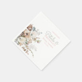 Chic Aquamarin Petals und Prosecco Blumenkohl Brau Serviette (Ecke)