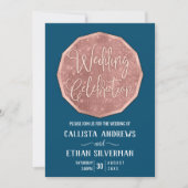 Chic Aquamarin Rose Gold Glitzer Polygon Geo Weddi Einladung (Vorderseite)