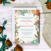 Chic Aquamarin Rust Floral Bridal Dusche Einladung