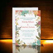 Chic Aquamarin Rust Floral Wedding Einladung