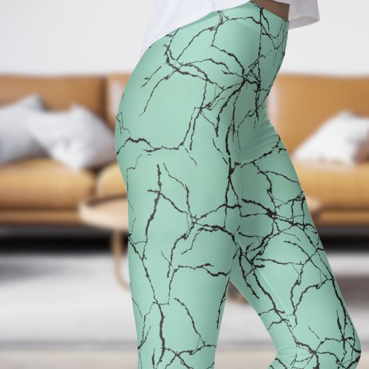 Chic-Aquamarin-Schwarz-Frakturmuster Leggings