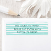 Chic Aquamarin Striped Beach House Rücksendeadress (Insitu)