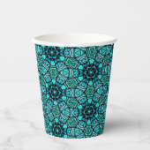 Chic Aquamarin Türkis Retro Oriental Mosaik Muster Pappbecher (Vorderseite)