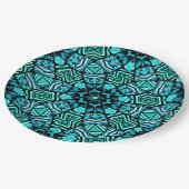 Chic Aquamarin Türkis Retro Oriental Mosaik Muster Pappteller (Schrägansicht)