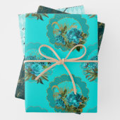 Chic Aquamarin und Gold Geschenkpapier Set (Beispiel)