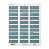 Chic Aquamarin White Custom Monogram Address Label (Vorne)